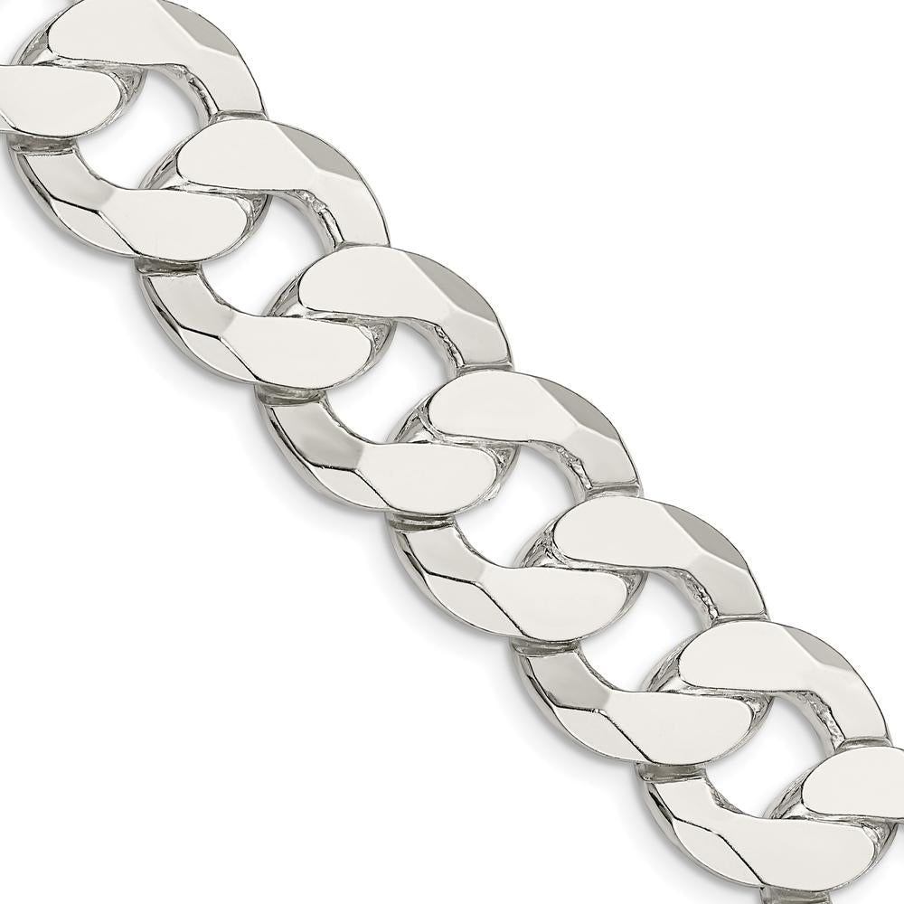 Sterling Silver 16mm Flat Curb Chain Necklace with Lobster Clasp - 26 Inches by Lumare Gioia