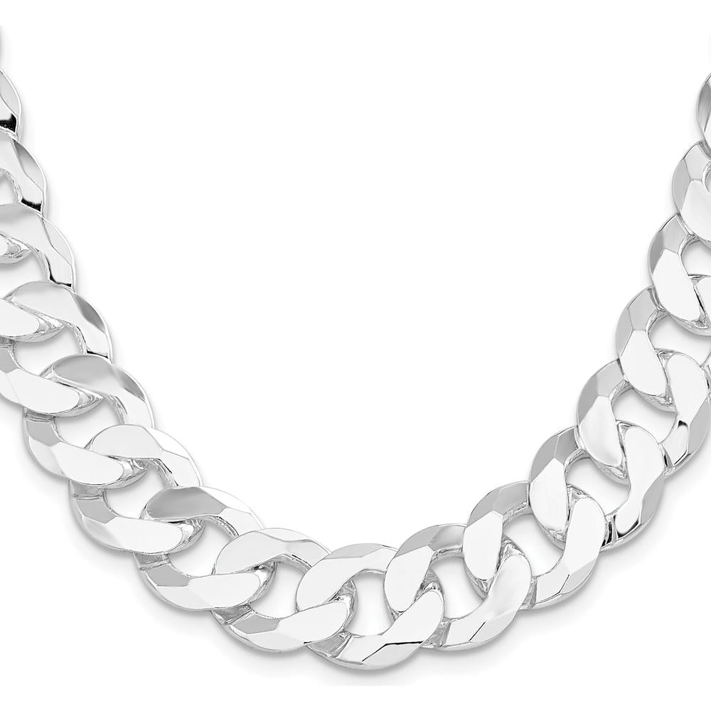 Sterling Silver 16mm Flat Curb Chain Necklace with Lobster Clasp - 26 Inches by Lumare Gioia