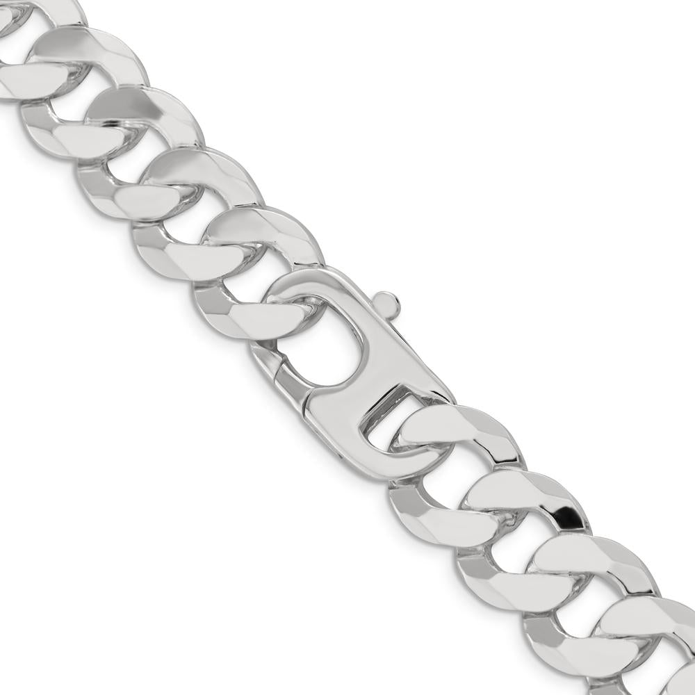 Sterling Silver 16mm Flat Curb Chain Necklace with Lobster Clasp - 26 Inches by Lumare Gioia