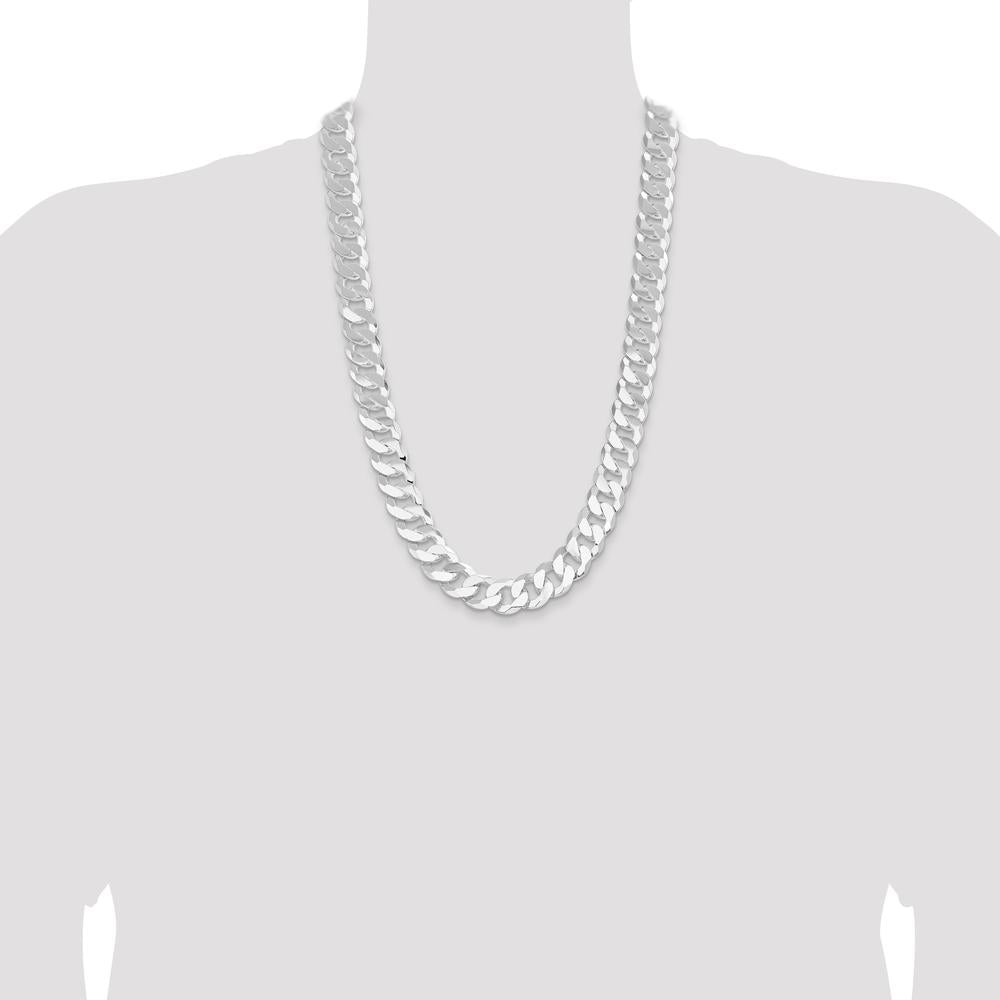 Sterling Silver 16mm Flat Curb Chain Necklace with Lobster Clasp - 26 Inches by Lumare Gioia