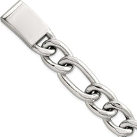 Sterling Silver 17.0mm Figaro Curb Chain Bracelet for Men - 8" Length by Lumare Gioia