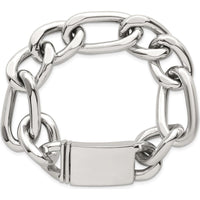 Sterling Silver 17.0mm Figaro Curb Chain Bracelet for Men - 8" Length by Lumare Gioia
