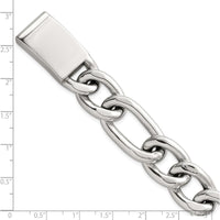 Sterling Silver 17.0mm Figaro Curb Chain Bracelet for Men - 8" Length by Lumare Gioia