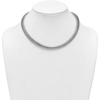 Sterling Silver 17.5" Polished Omega Necklace with 9mm Cubetto Links - Rhodium-Plated by Lumare Gioia