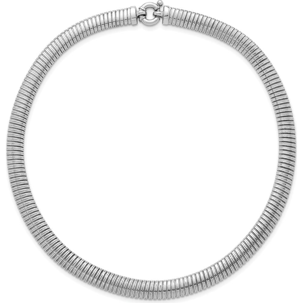 Sterling Silver 17.5" Polished Omega Necklace with 9mm Cubetto Links - Rhodium-Plated by Lumare Gioia