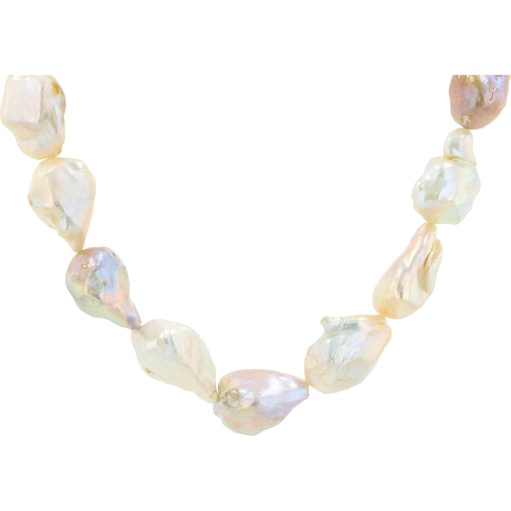 Sterling Silver 17-Inch Organic Baroque Pearl Necklace with Iridescent Free-Form Pearls