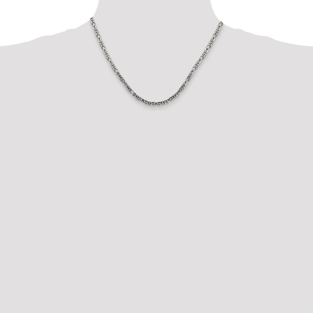 Sterling Silver 18" 3.25mm Byzantine Chain Necklace with Lobster Clasp by Lumare Gioia