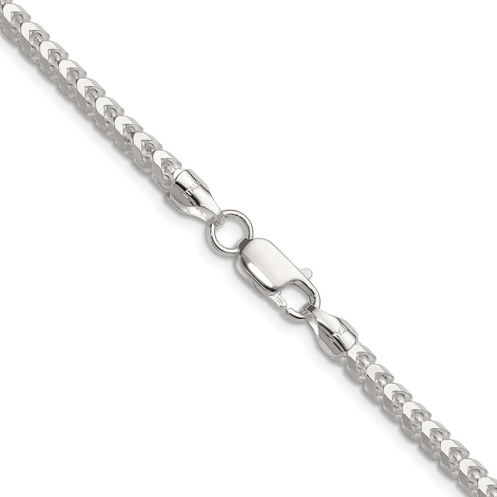 Sterling Silver 18" 4.0mm Diamond-Cut Square Franco Chain with Lobster Clasp by Lumare Gioia