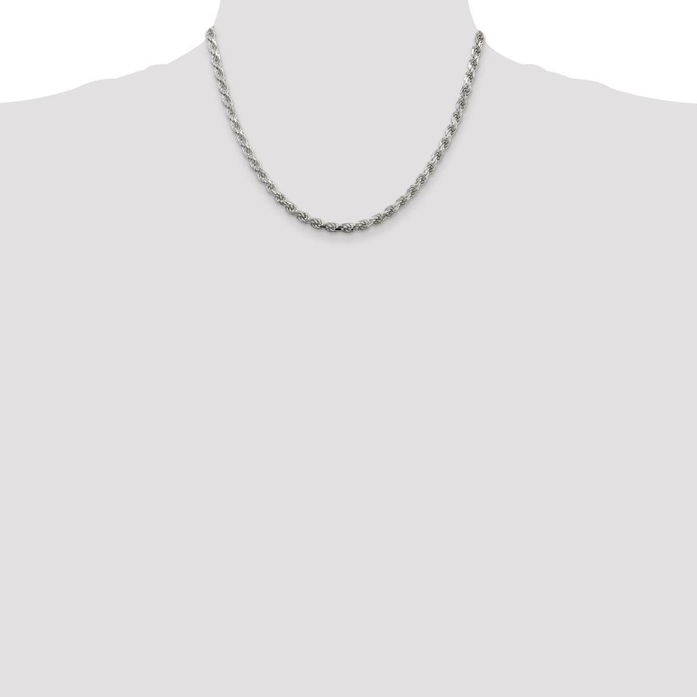 Sterling Silver 18" 4.25mm Diamond-Cut Rope Chain with Polished Finish by Lumare Gioia