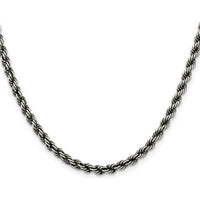 Sterling Silver 18" 4.5mm Rope Chain with Ruthenium Plating - Antiqued Finish by Lumare Gioia