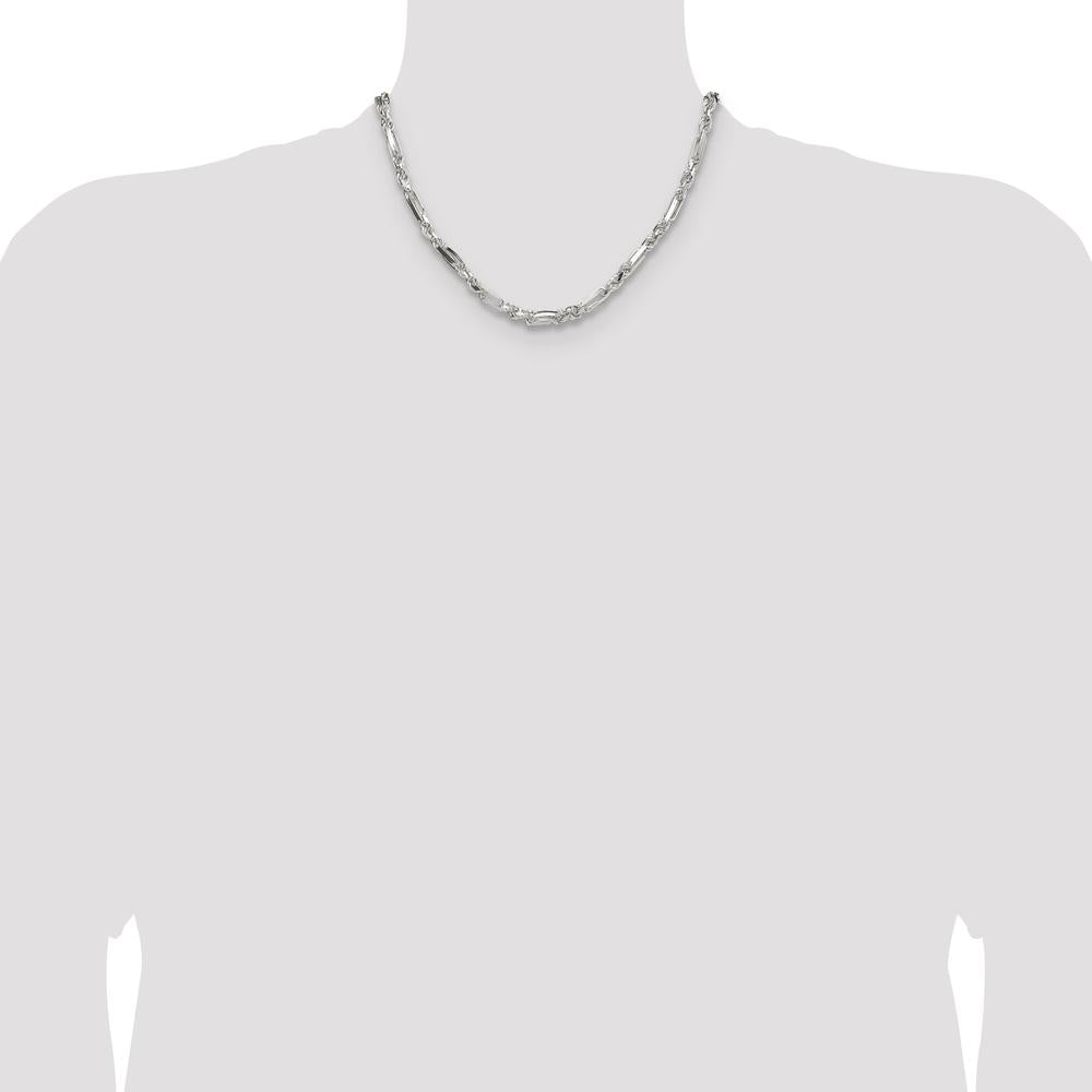 Sterling Silver 18" 4.75mm Diamond-Cut Figarope Chain Necklace - Polished Finish by Lumare Gioia