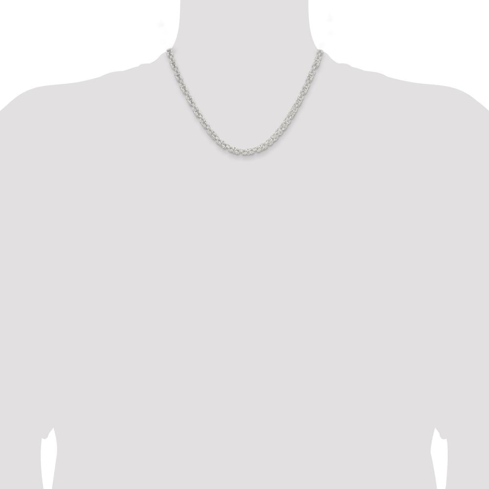 Sterling Silver 18" 4.75mm Rounded Byzantine Chain Necklace - Polished Finish by Lumare Gioia