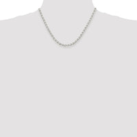 Sterling Silver 18" 4mm Diamond-Cut Rolo Chain Necklace - Rhodium-Plated, Polished Finish by Lumare Gioia