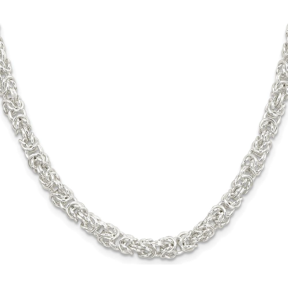 Sterling Silver 18" 5.5mm Rounded Byzantine Chain Necklace by Lumare Gioia