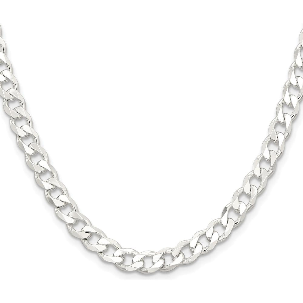 Sterling Silver 18" 6.5mm Polished Curb Chain with Lobster Clasp by Lumare Gioia