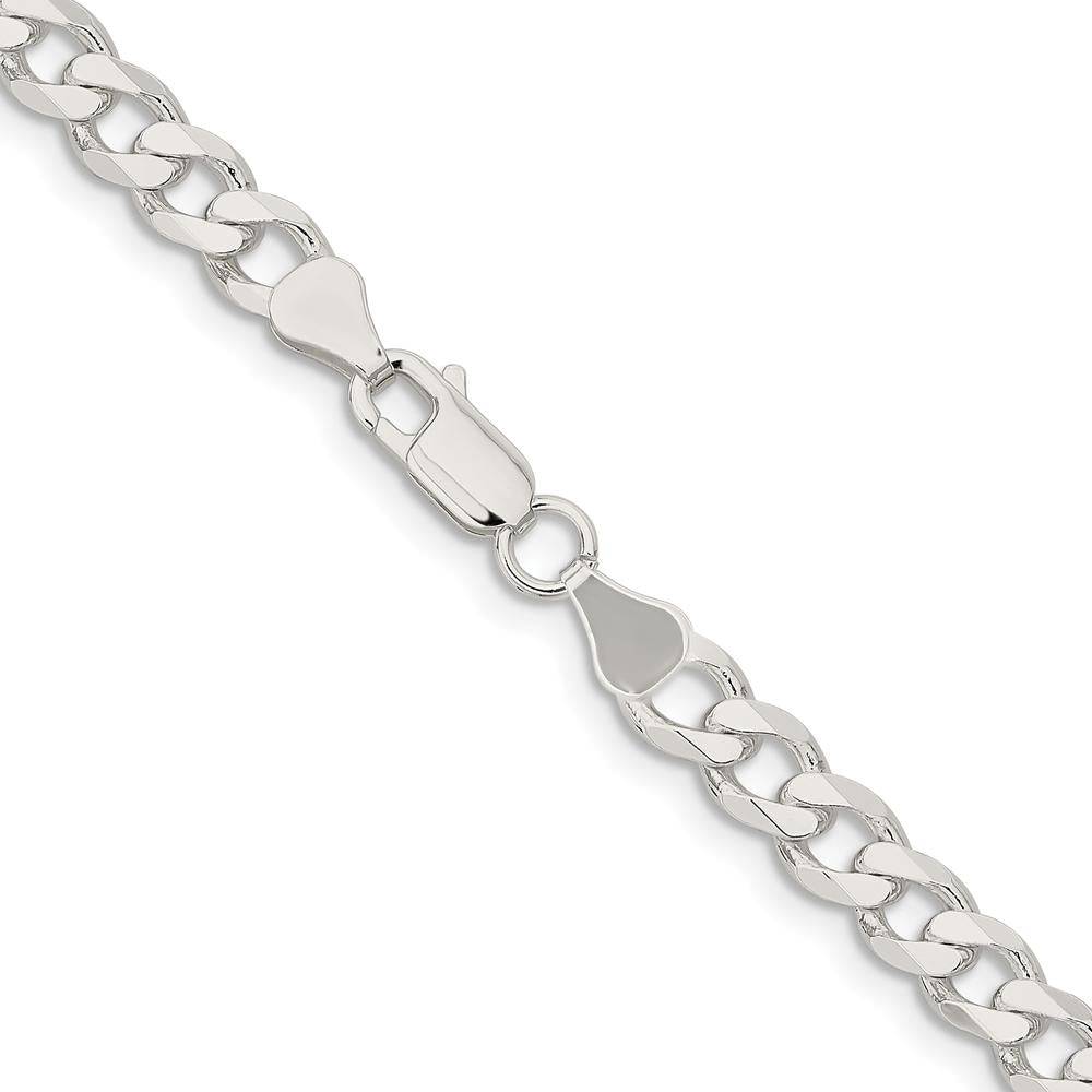 Sterling Silver 18" 6.5mm Polished Curb Chain with Lobster Clasp by Lumare Gioia