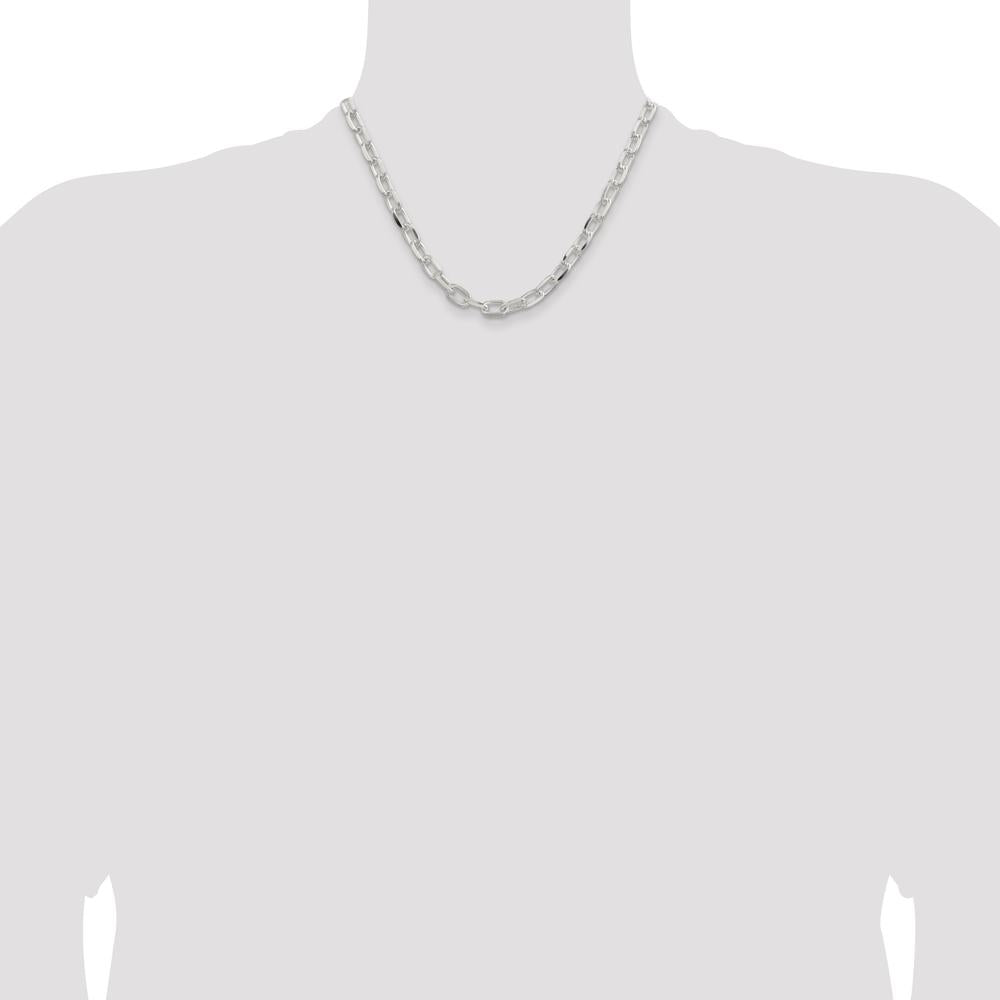 Sterling Silver 18" 7.5mm Diamond-Cut Cable Link Chain - Polished Finish by Lumare Gioia