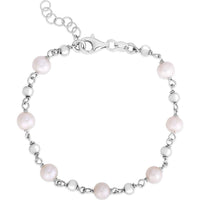 Sterling Silver 18" Alternating Freshwater Pearl and Bead Necklace with Lobster Clasp by Orozza Fine Jewelry