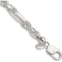 Sterling Silver 18" Diamond-Cut Figarope Chain Necklace - 7mm Width by Lumare Gioia