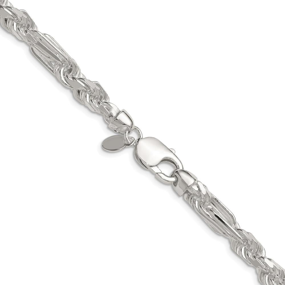 Sterling Silver 18" Diamond-Cut Figarope Chain Necklace - 7mm Width by Lumare Gioia