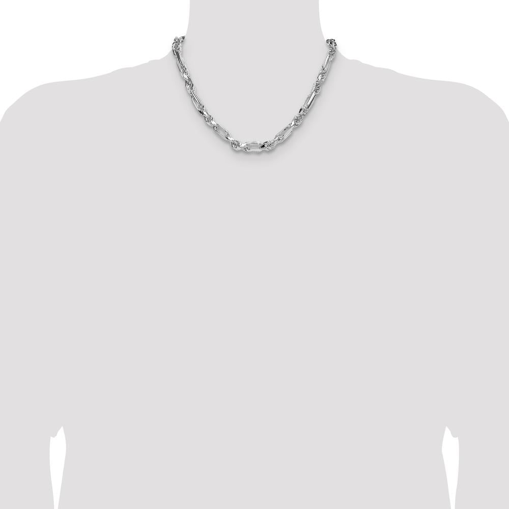 Sterling Silver 18" Diamond-Cut Figarope Chain Necklace - 7mm Width by Lumare Gioia