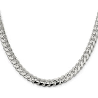 Sterling Silver 18" Domed Curb Chain with Diamond-Cut Texture - 7.35mm Width by Lumare Gioia