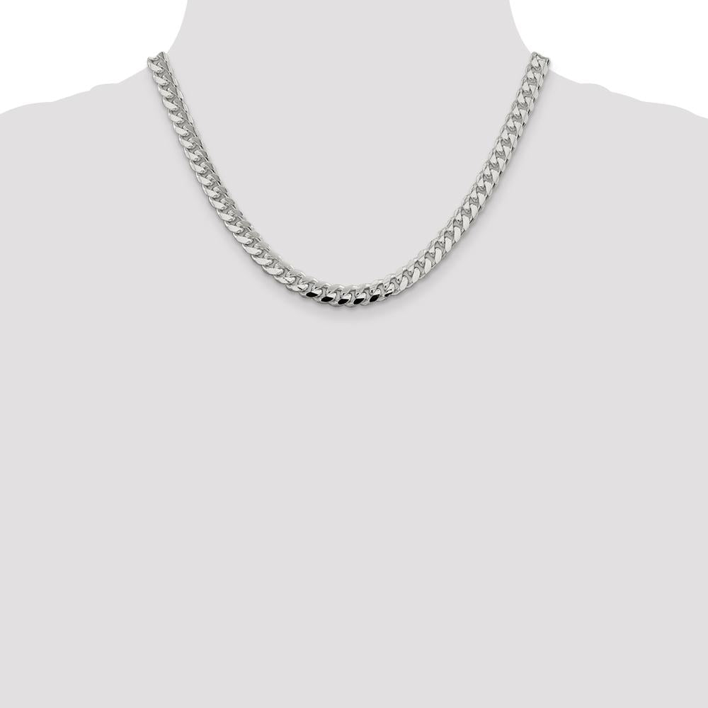 Sterling Silver 18" Domed Curb Chain with Diamond-Cut Texture - 7.35mm Width by Lumare Gioia