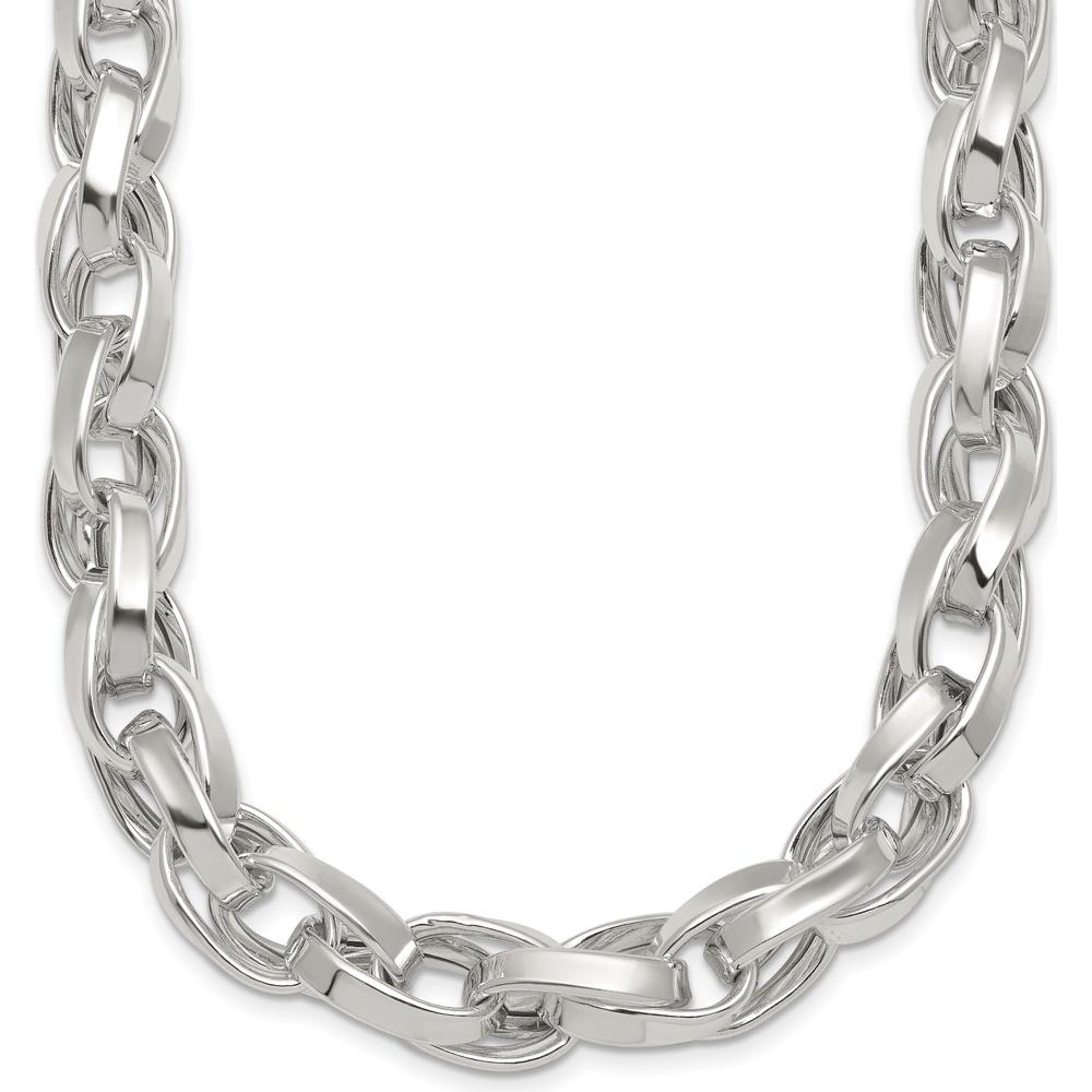 Sterling Silver 18" Double Twisted Link Necklace with Polished Finish by Lumare Gioia