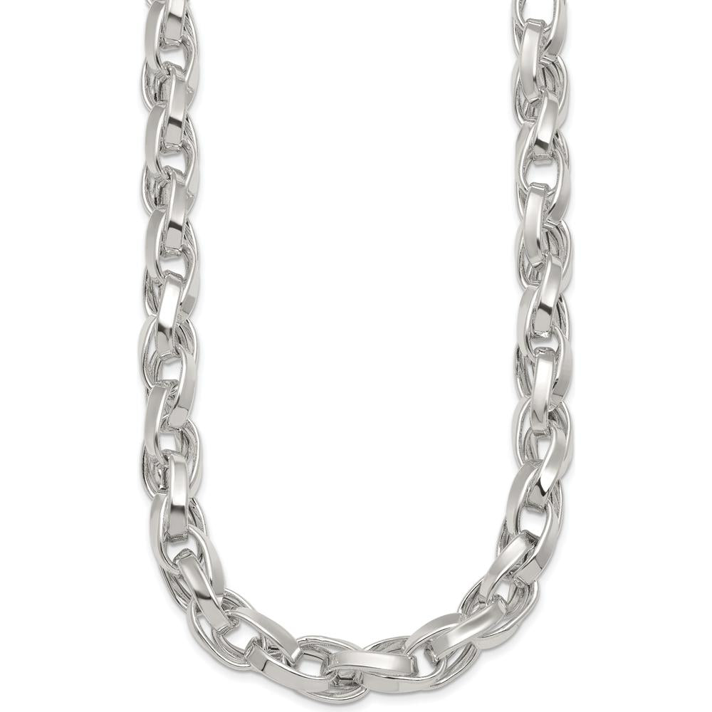 Sterling Silver 18" Double Twisted Link Necklace with Polished Finish by Lumare Gioia