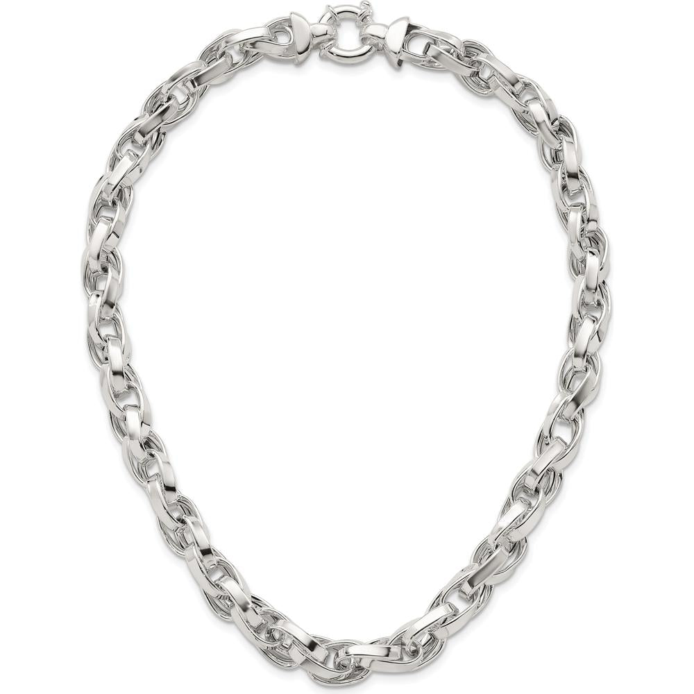 Sterling Silver 18" Double Twisted Link Necklace with Polished Finish by Lumare Gioia