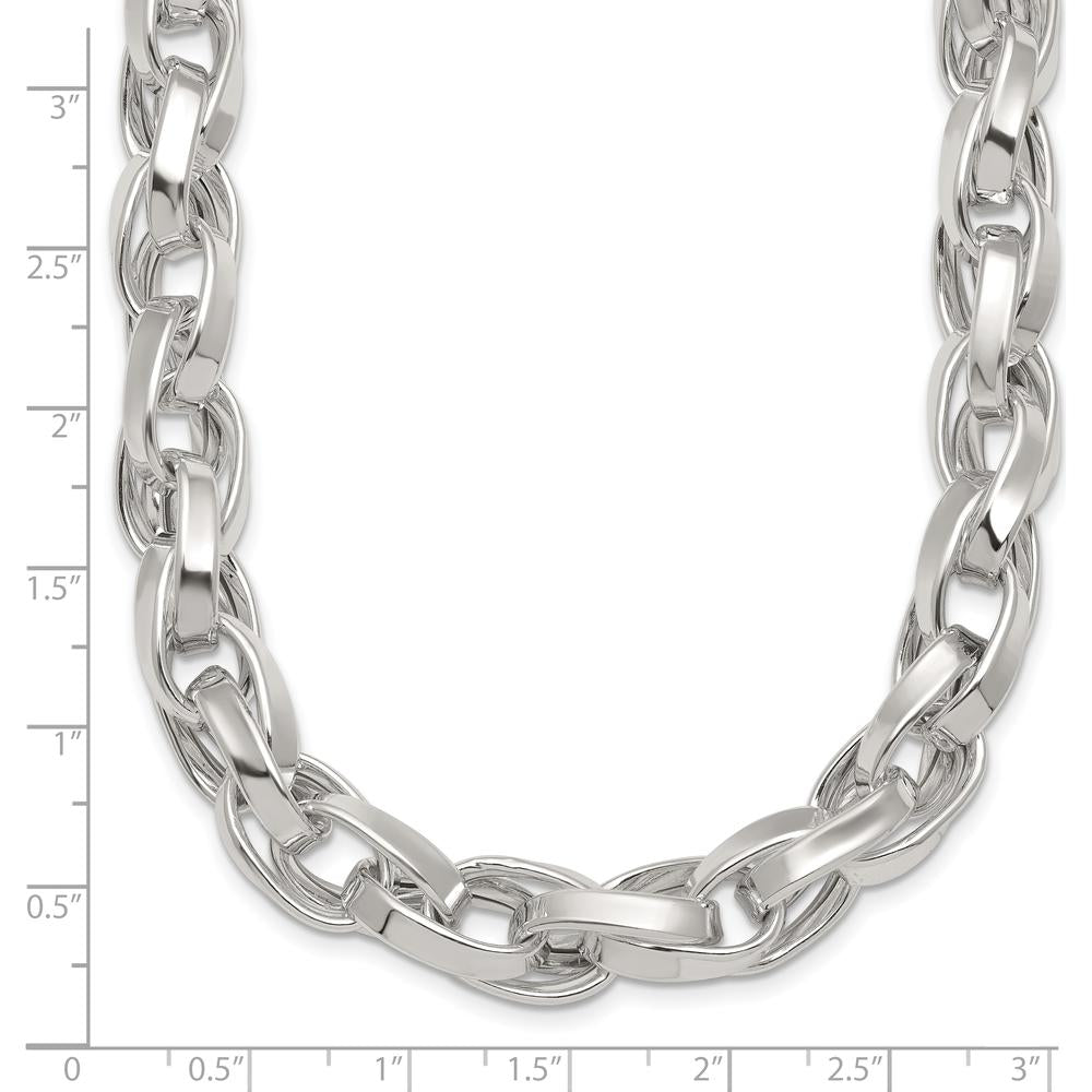 Sterling Silver 18" Double Twisted Link Necklace with Polished Finish by Lumare Gioia