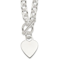 Sterling Silver 18" Engraveable Heart Toggle Necklace with Polished Finish by Lumare Gioia