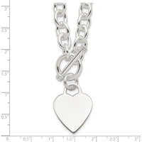 Sterling Silver 18" Engraveable Heart Toggle Necklace with Polished Finish by Lumare Gioia
