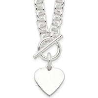 Sterling Silver 18" Fancy Link Necklace with Engravable Heart Disc Pendant by Lumare Gioia