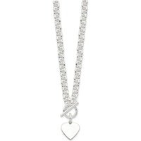 Sterling Silver 18" Fancy Link Necklace with Engravable Heart Disc Pendant by Lumare Gioia