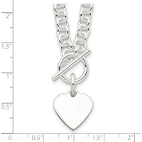 Sterling Silver 18" Fancy Link Necklace with Engravable Heart Disc Pendant by Lumare Gioia