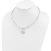 Sterling Silver 18" Fancy Link Necklace with Engravable Heart Disc Pendant by Lumare Gioia