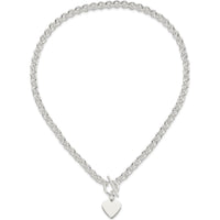 Sterling Silver 18" Fancy Link Necklace with Engravable Heart Disc Pendant by Lumare Gioia