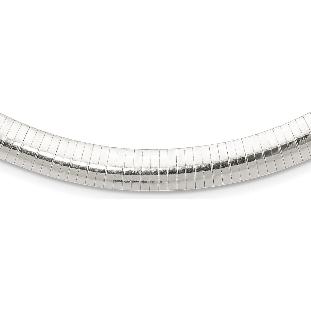 Sterling Silver 18" Omega Chain Necklace with 10mm Cubetto Design - Polished Finish by Lumare Gioia