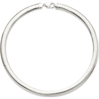 Sterling Silver 18" Omega Chain Necklace with 10mm Cubetto Design - Polished Finish by Lumare Gioia