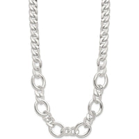 Sterling Silver 18" Polished Fancy Link Curb Chain Necklace by Lumare Gioia