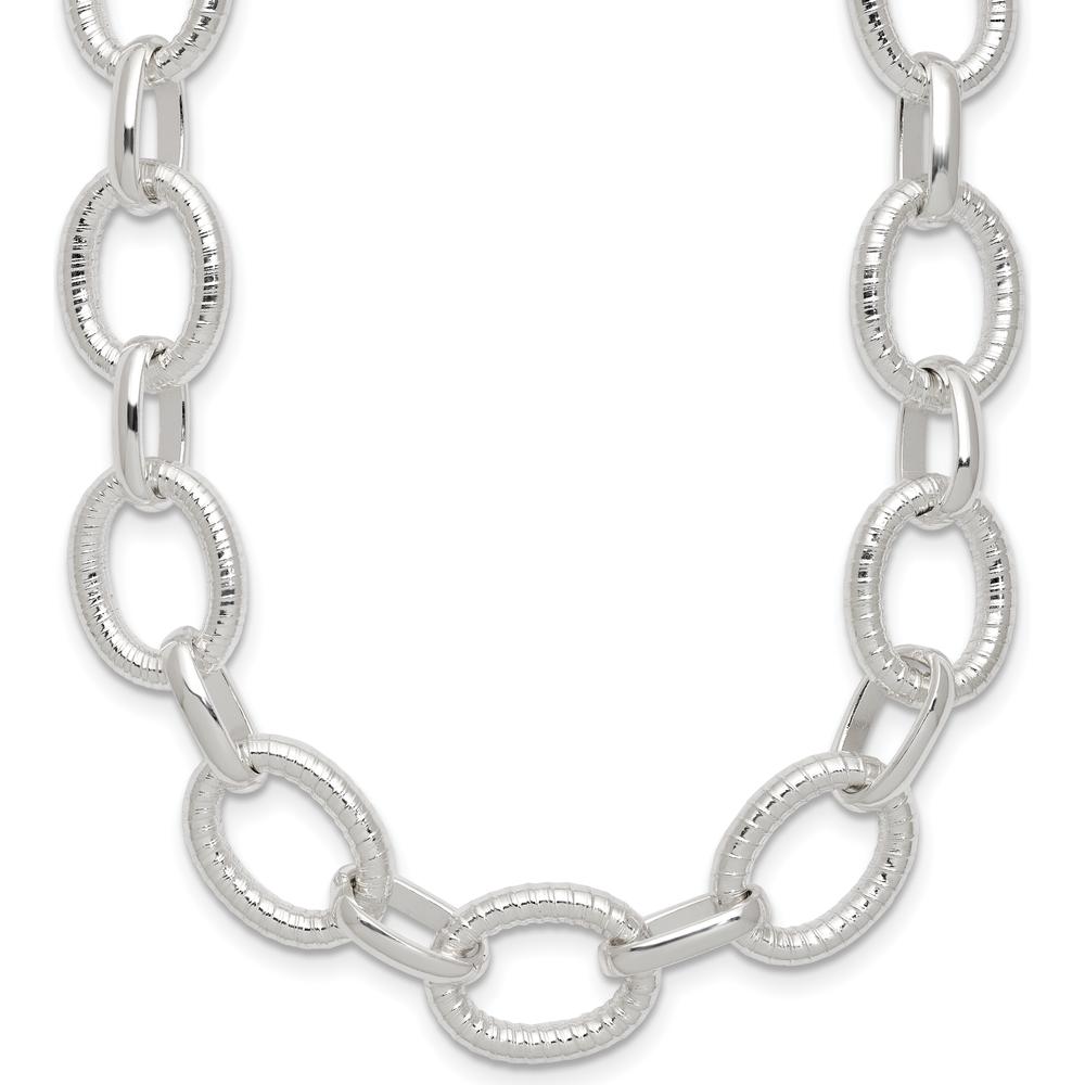 Sterling Silver 18" Polished Fancy Link Necklace with Toggle Clasp by Lumare Gioia