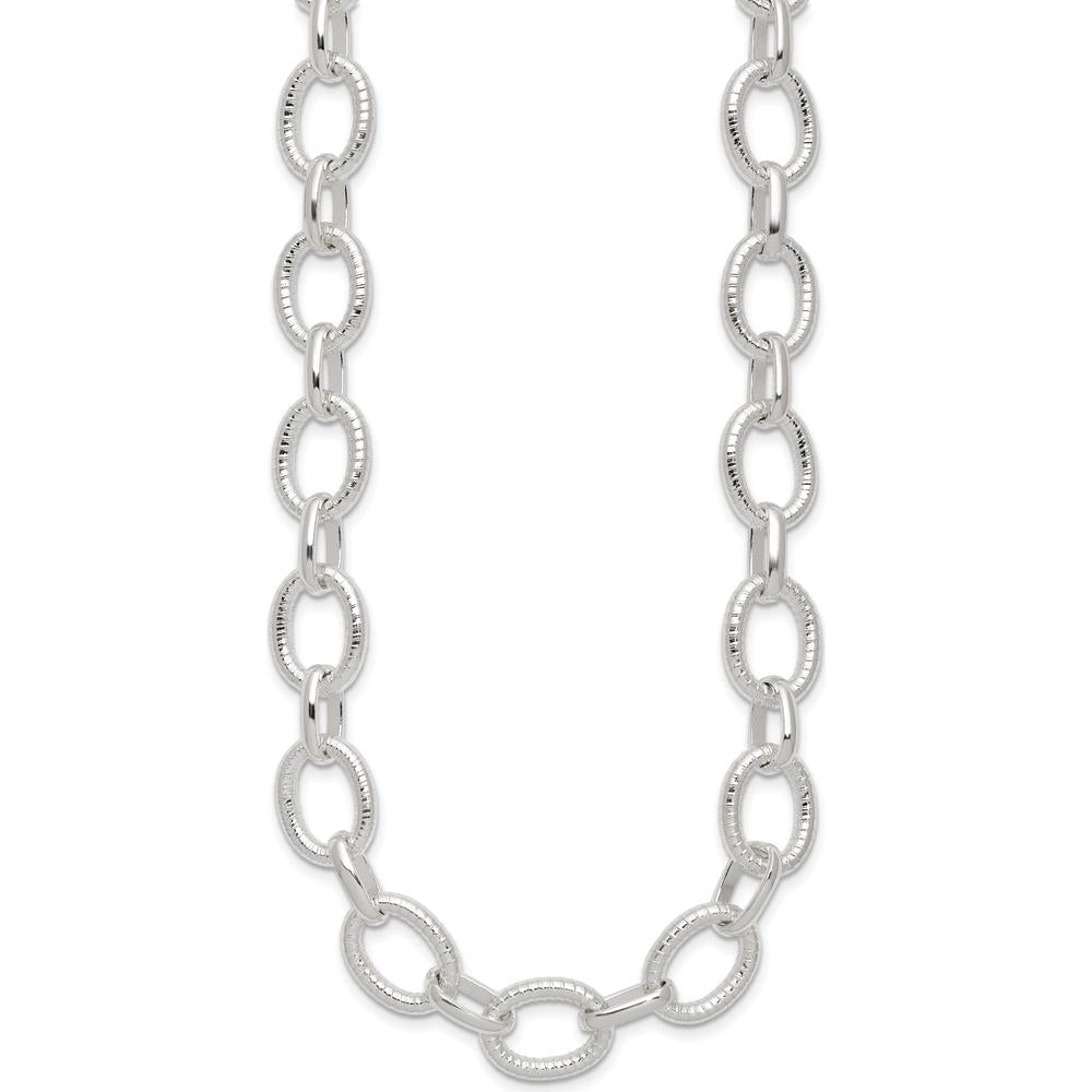 Sterling Silver 18" Polished Fancy Link Necklace with Toggle Clasp by Lumare Gioia