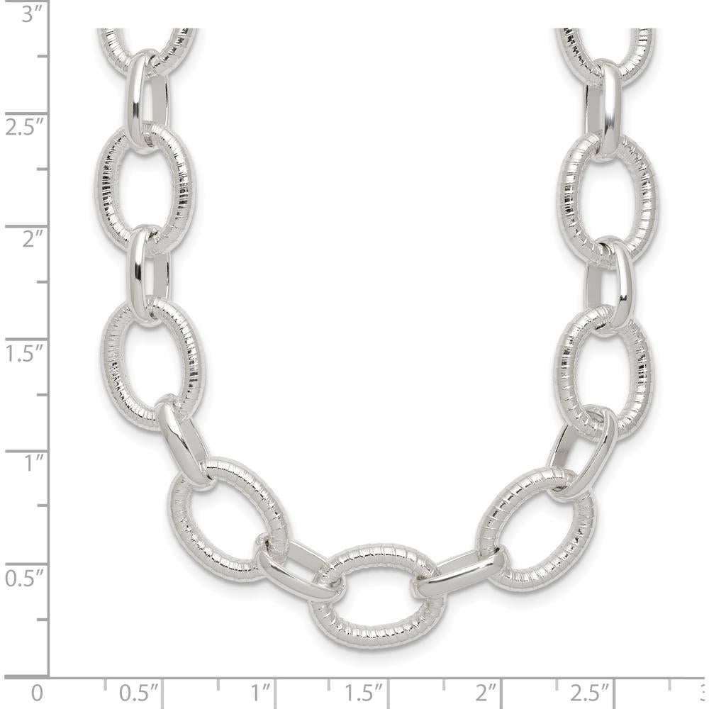 Sterling Silver 18" Polished Fancy Link Necklace with Toggle Clasp by Lumare Gioia