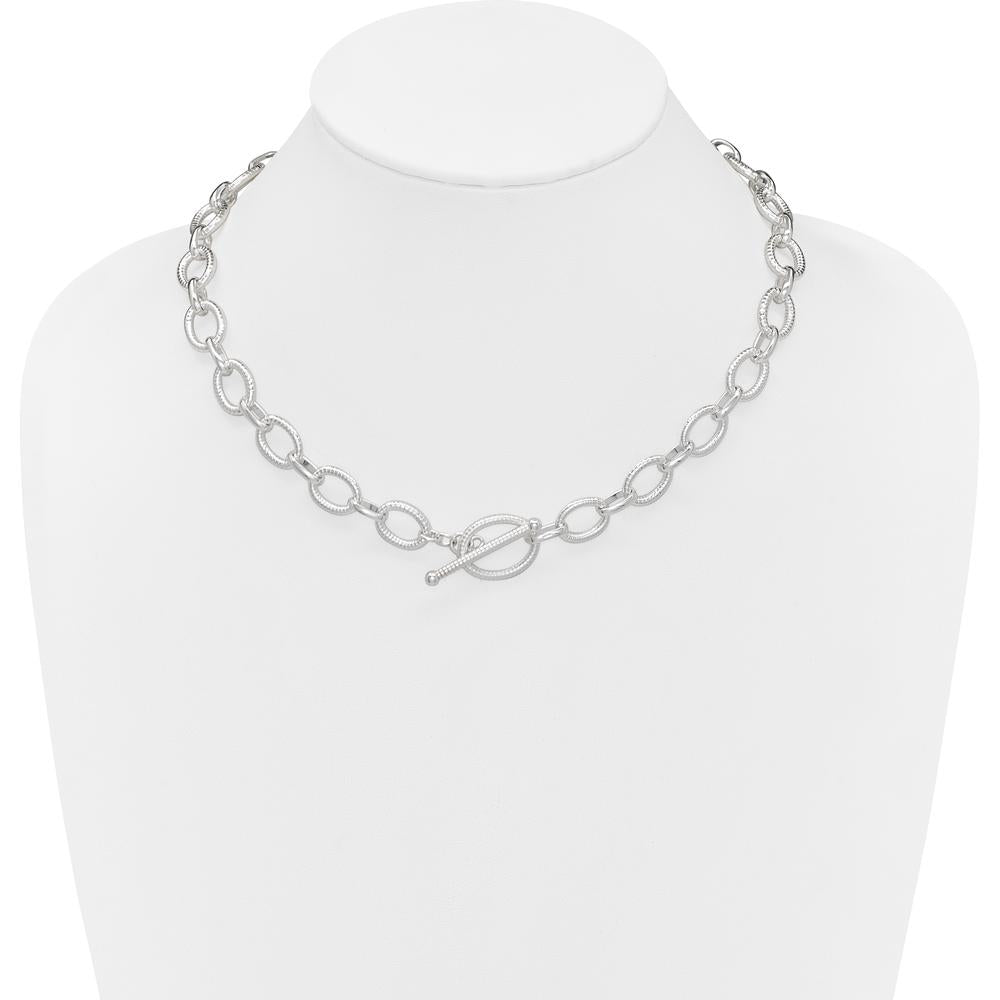 Sterling Silver 18" Polished Fancy Link Necklace with Toggle Clasp by Lumare Gioia