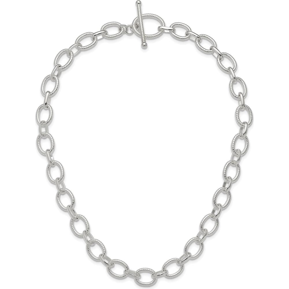 Sterling Silver 18" Polished Fancy Link Necklace with Toggle Clasp by Lumare Gioia