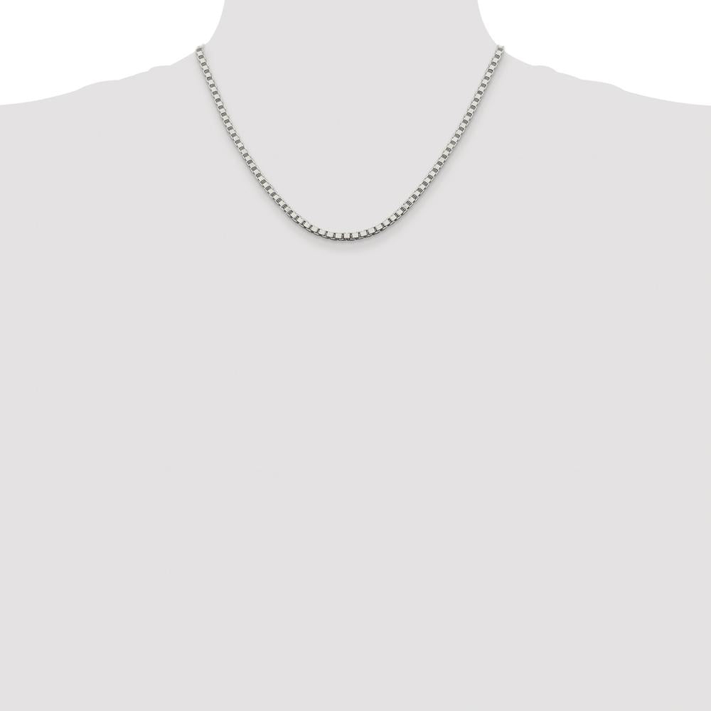 Sterling Silver 18" Rhodium-Plated Box Chain Necklace - 3.25mm Width by Lumare Gioia