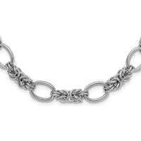 Sterling Silver 18" Rhodium-Plated Fancy Link Necklace with Textured Finish by Lumare Gioia