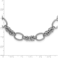 Sterling Silver 18" Rhodium-Plated Fancy Link Necklace with Textured Finish by Lumare Gioia