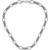 Sterling Silver 18" Rhodium-Plated Fancy Link Necklace with Textured Finish by Lumare Gioia